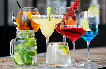 different cocktails on bar