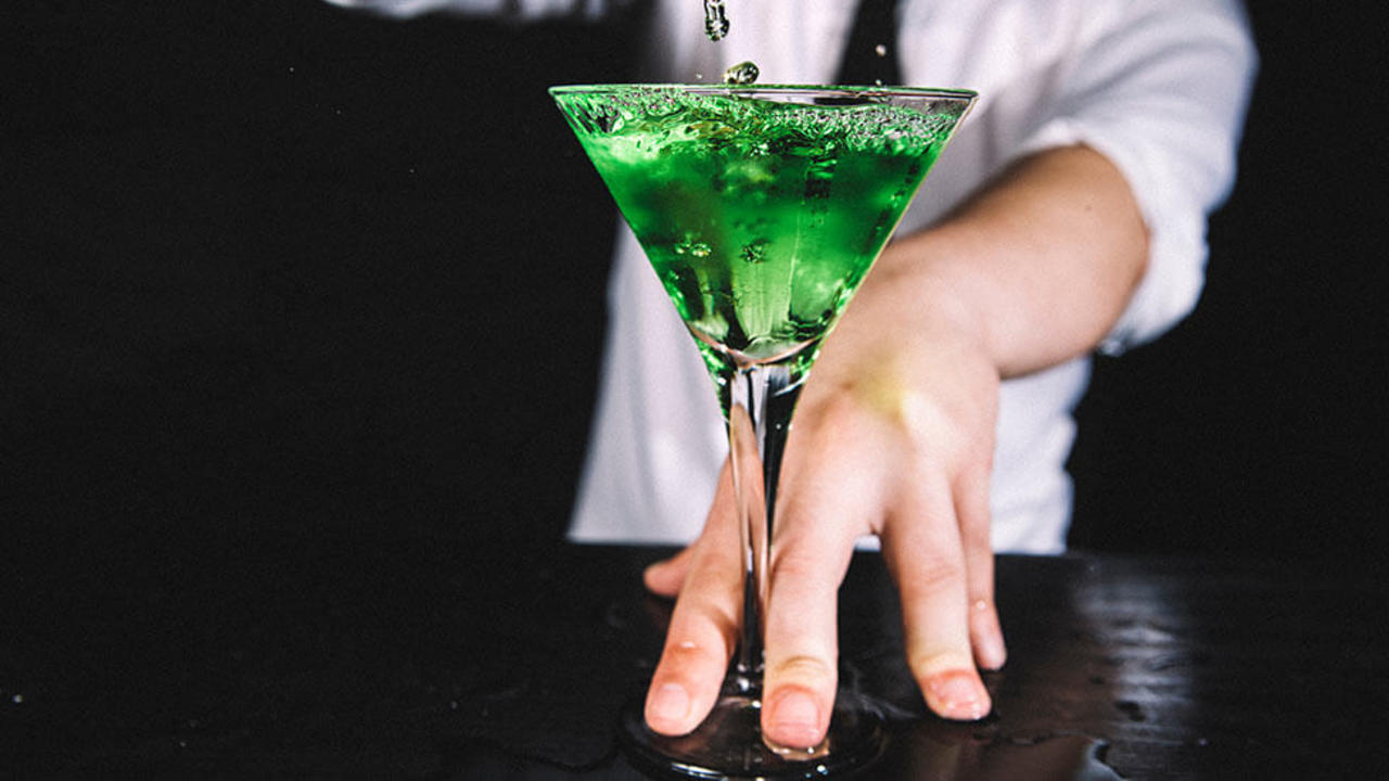 green absinthe in martini glass